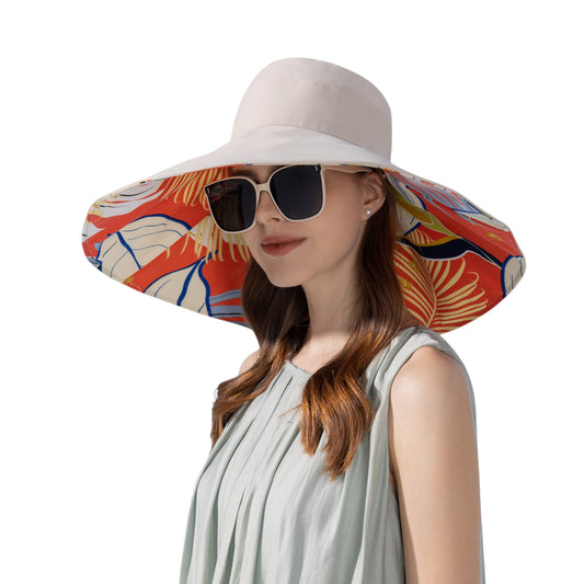 Anna-Kaci Wide Brim Floppy Sun Hat with Colorful Printed Underside UV Protection Lightweight Foldable Design for Outdoor Use