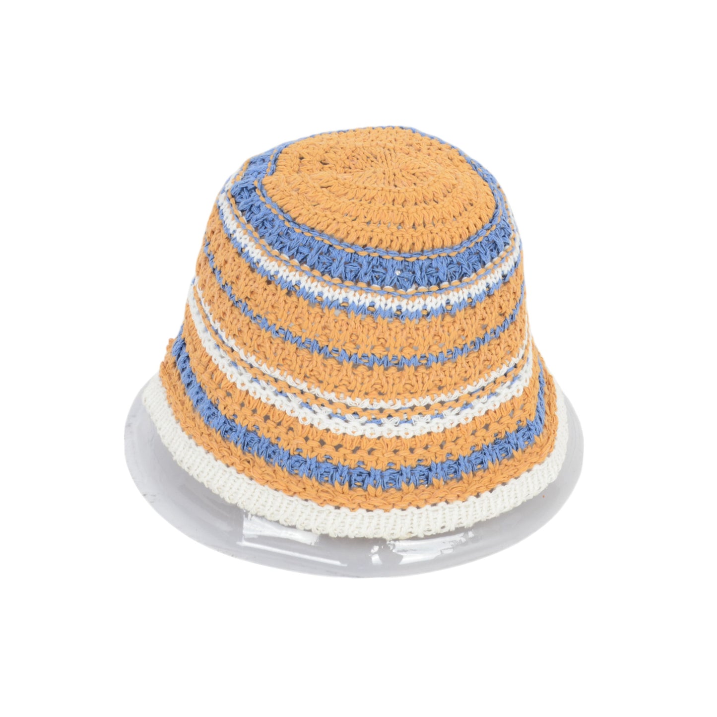Anna-Kaci Women's Multicolor Striped Crochet Bucket Hat Lightweight Summer Accessory