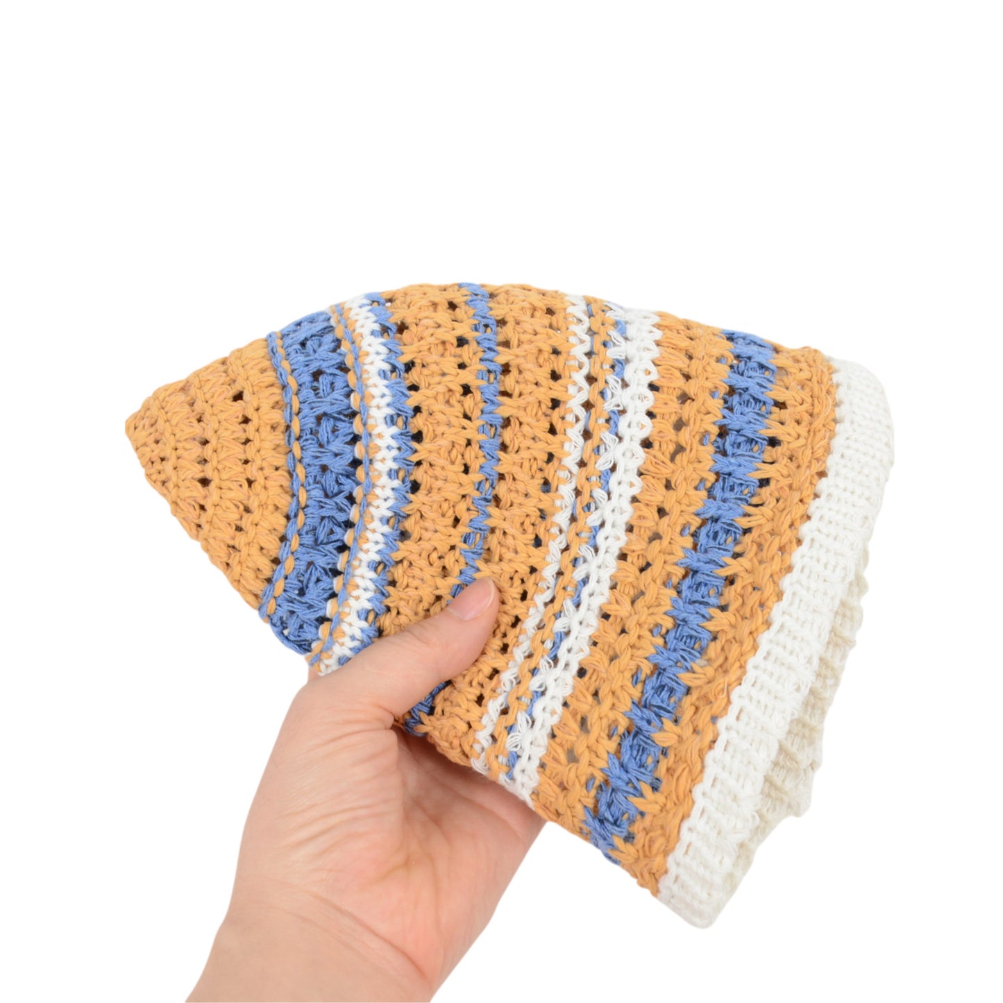 Anna-Kaci Women's Multicolor Striped Crochet Bucket Hat Lightweight Summer Accessory