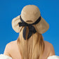 Anna-Kaci Women's Wide Brim Floppy Sun Hat with Contrast Bow Band and Structured Crown