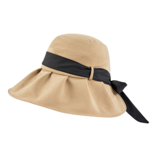 Anna-Kaci Women's Wide Brim Floppy Sun Hat with Contrast Bow Band and Structured Crown