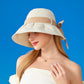 Anna-Kaci Women's Wide Brim Floppy Sun Hat with Contrast Bow Band and Structured Crown