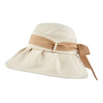 Anna-Kaci Women's Wide Brim Floppy Sun Hat with Contrast Bow Band and Structured Crown