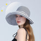 Anna-Kaci Women's Wide Brim Bucket Hat with Black and White Stripe Pattern and Sun Protection Design