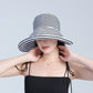 Anna-Kaci Women's Wide Brim Bucket Hat with Black and White Stripe Pattern and Sun Protection Design