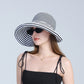 Anna-Kaci Women's Wide Brim Bucket Hat with Black and White Stripe Pattern and Sun Protection Design
