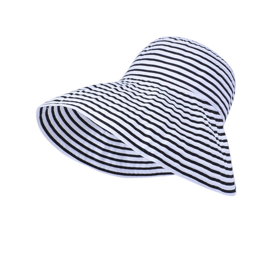 Anna-Kaci Women's Wide Brim Bucket Hat with Black and White Stripe Pattern and Sun Protection Design