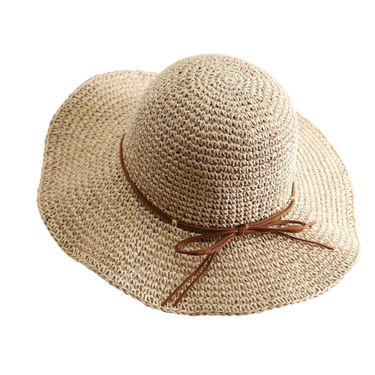 Anna-Kaci Wide - Brim Straw Sun Hat with Leather Tie