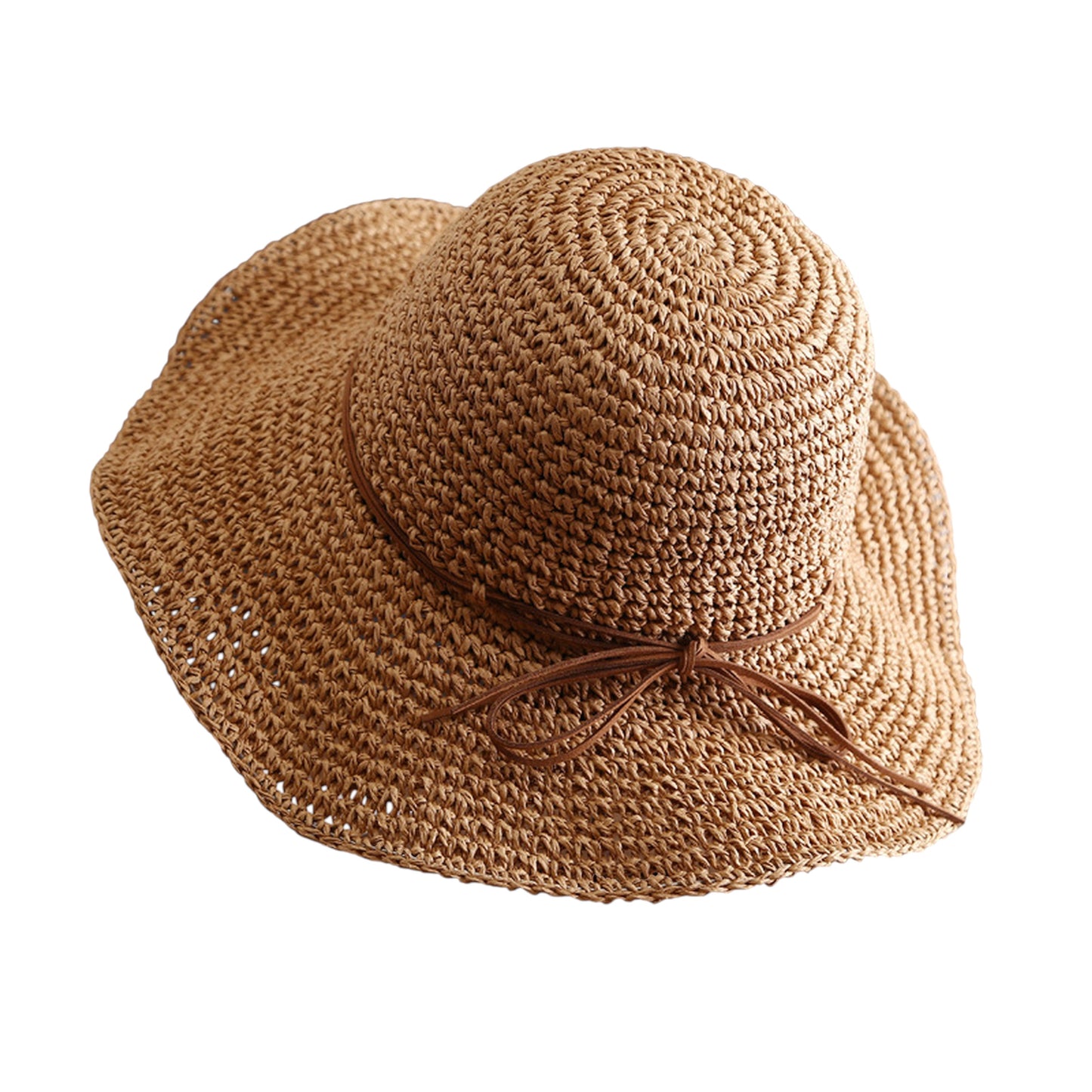 Anna-Kaci Wide - Brim Straw Sun Hat with Leather Tie