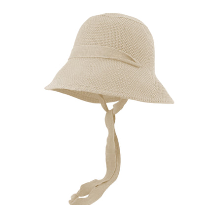 Anna-Kaci Women's Knit Straw Bucket Hat with Chin Strap