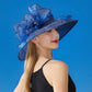 Anna-Kaci Women's Wide Brim Organza Dress Hat with Sheer Ribbon Floral Design for Formal Events and Sun Protection