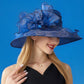 Anna-Kaci Women's Wide Brim Organza Dress Hat with Sheer Ribbon Floral Design for Formal Events and Sun Protection