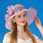 Anna-Kaci Women's Wide Brim Organza Dress Hat with Sheer Ribbon Floral Design for Formal Events and Sun Protection