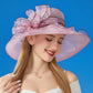 Anna-Kaci Women's Wide Brim Organza Dress Hat with Sheer Ribbon Floral Design for Formal Events and Sun Protection