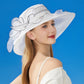 Anna-Kaci Women's Wide Brim Organza Dress Hat with Sheer Ribbon Floral Design for Formal Events and Sun Protection