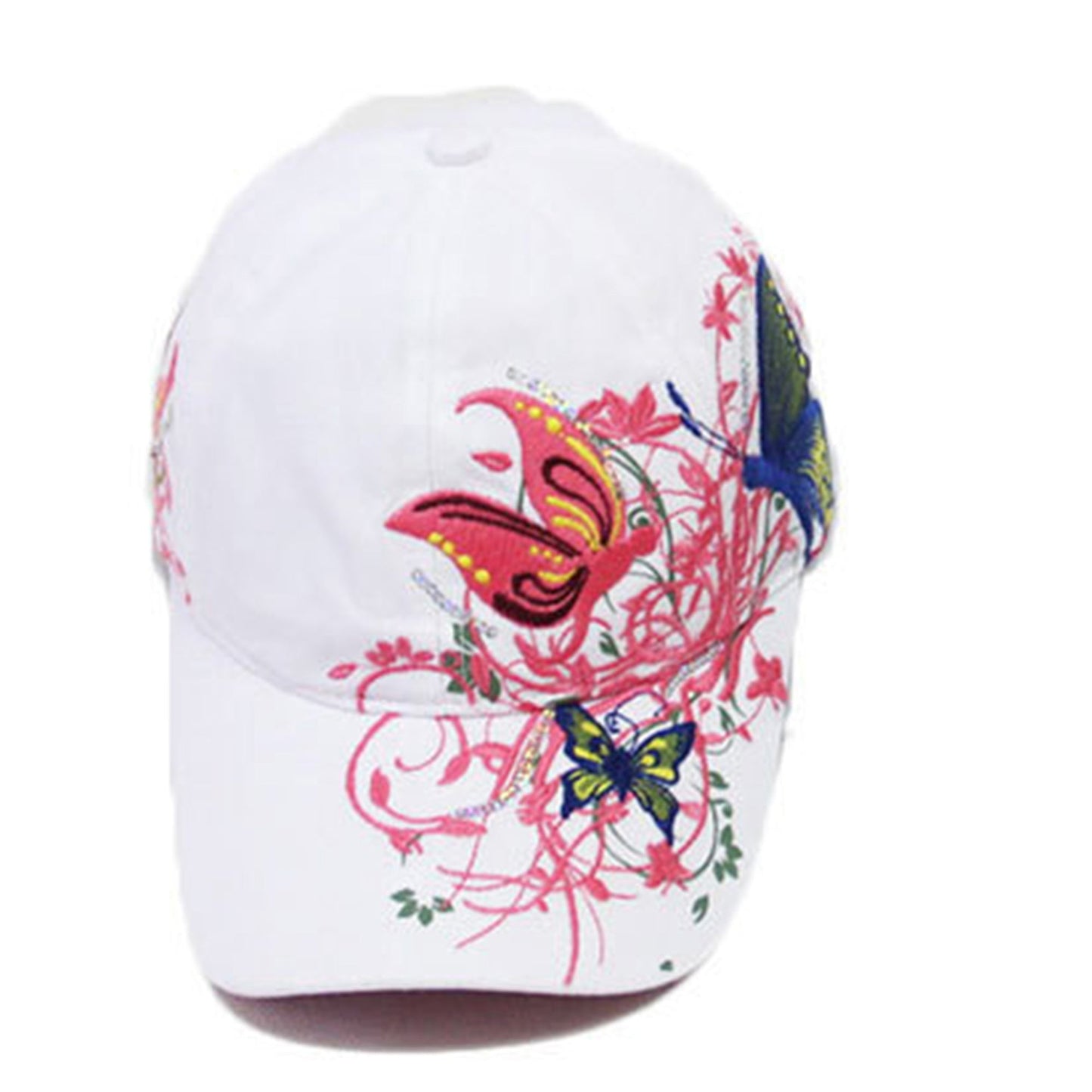 Anna-Kaci Women's Embroidered Butterfly Baseball Cap with Floral Sequin Accents and Curved Brim for Artistic Casual Style