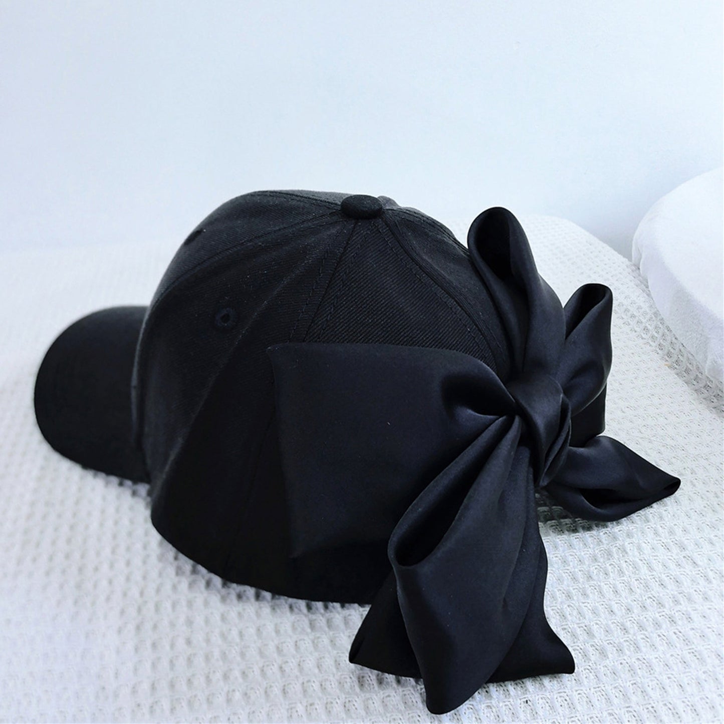 Anna-Kaci Women's Satin Baseball Cap with Back Bow Accent Adjustable Fit and Curved Brim for Chic Casual Style