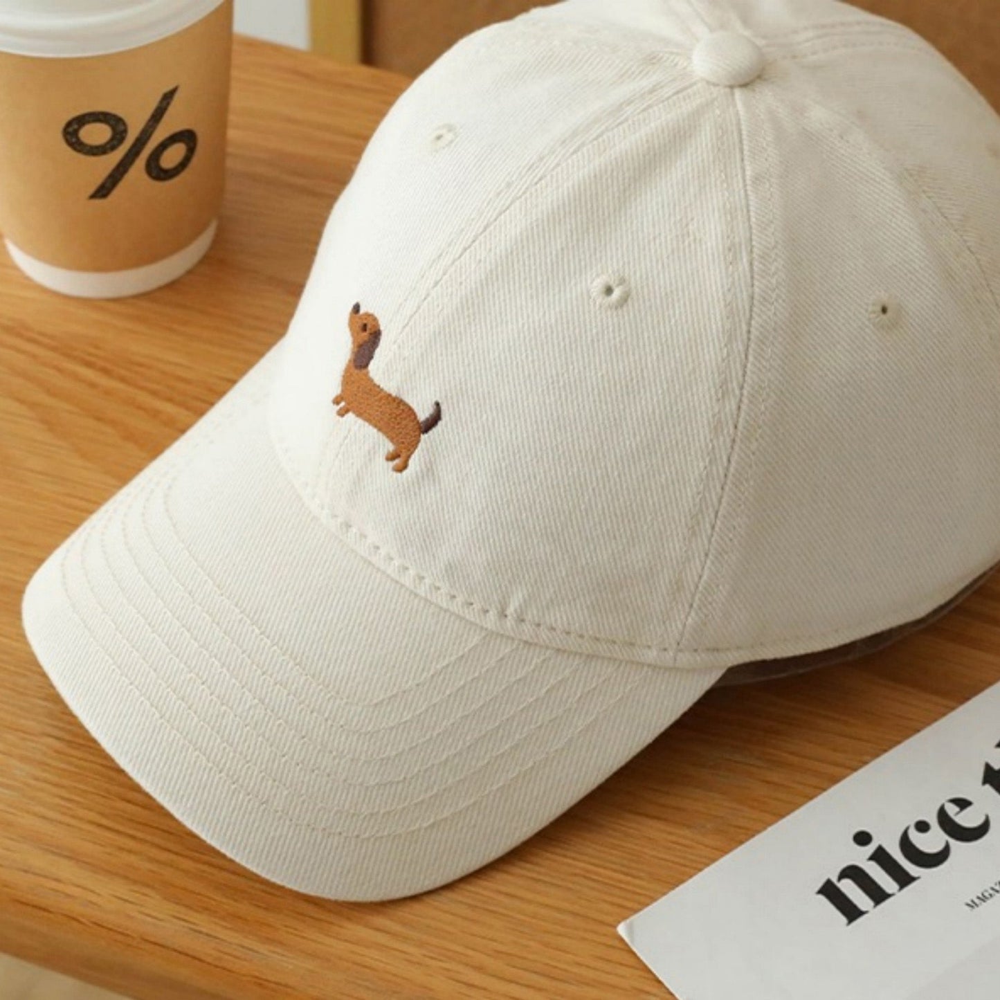 Anna-Kaci Women's Embroidered Sausage Dog Baseball Cap with Curved Brim and Adjustable Strap