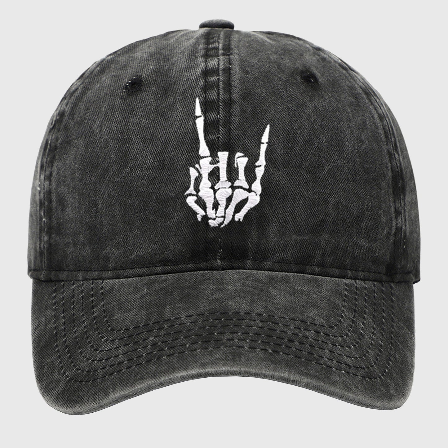 Anna-Kaci Women's Vintage Washed Skull Hand Embroidered Baseball Cap