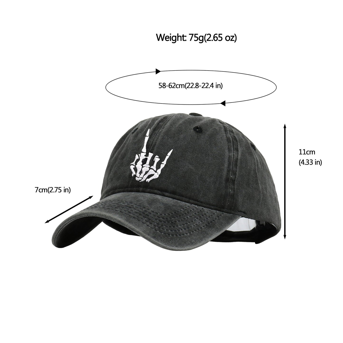 Anna-Kaci Women's Vintage Washed Skull Hand Embroidered Baseball Cap