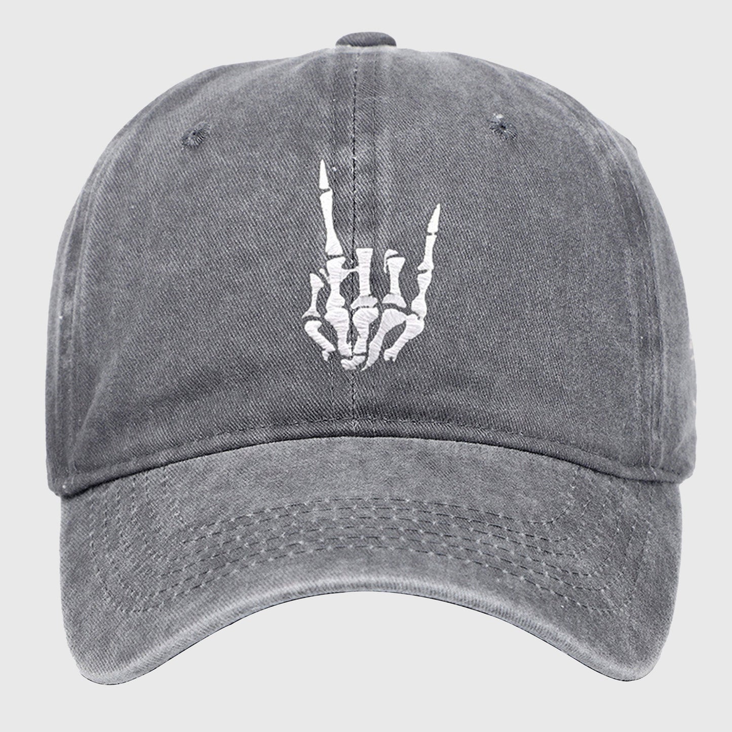 Anna-Kaci Women's Vintage Washed Skull Hand Embroidered Baseball Cap