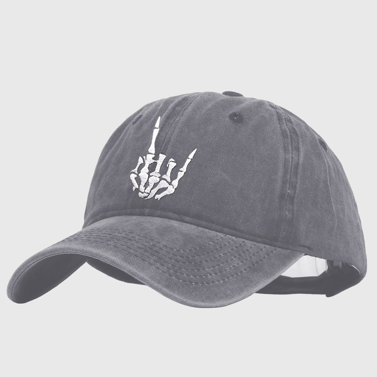 Anna-Kaci Women's Vintage Washed Skull Hand Embroidered Baseball Cap