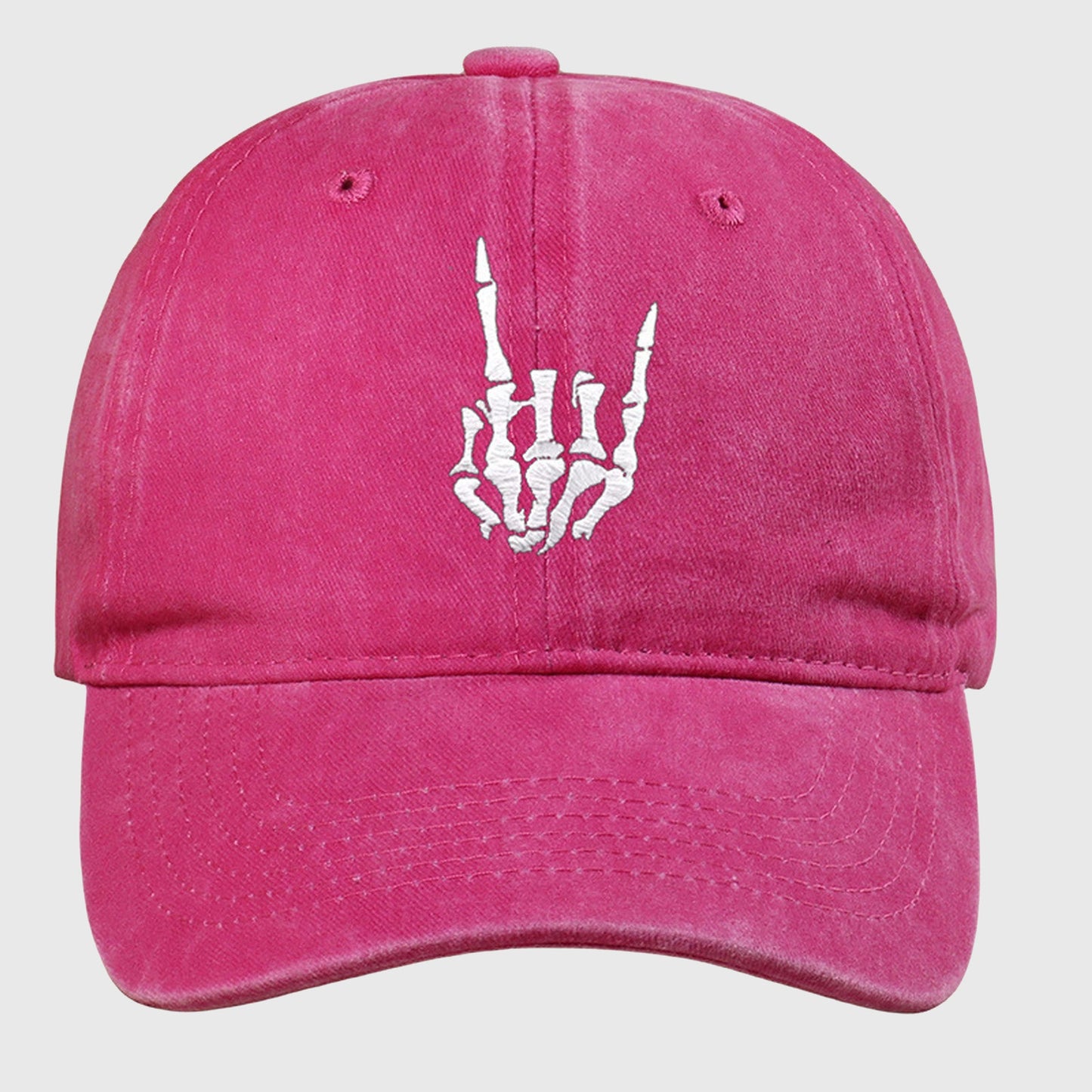 Anna-Kaci Women's Vintage Washed Skull Hand Embroidered Baseball Cap