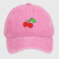 Anna-Kaci Women's Vintage Washed Denim Baseball Cap with Cherry Embroidery