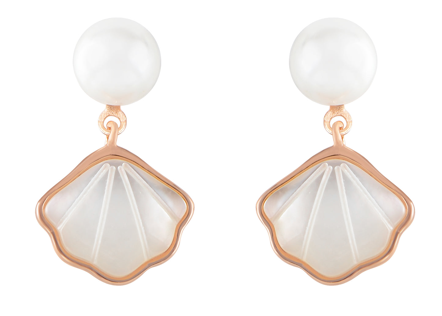 Alilang Cute Golden Tone Crystal Rhinestone Fan Shaped Shell Dangle Earrings Elegant Drop