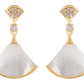 Alilang Cute Golden Tone Crystal Rhinestone Fan Shaped Shell Dangle Earrings Elegant Drop