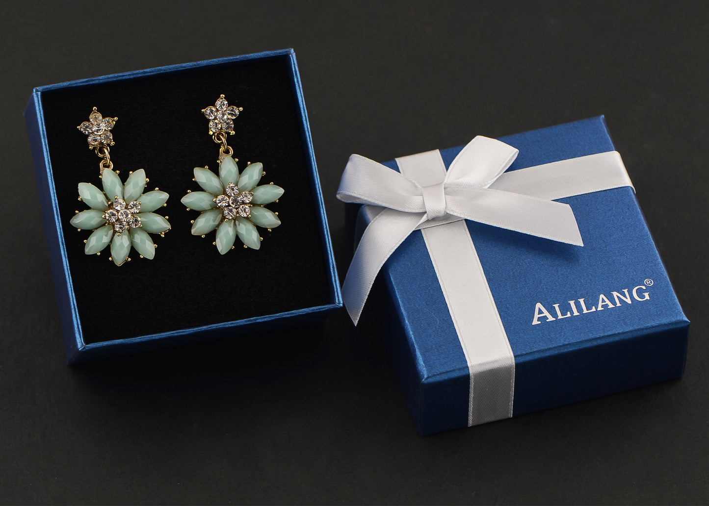 Tuquoise Blue Ss Spring Floral Flower Stud Earrings