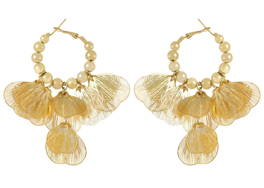 Alilang Boho Metal Flower Drop Dangle Earrings Layered Floral Petal Tassel Hoop Earring for Women