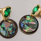 Alilang Natural Abalone Shell Dangle Drop Earring Zircon Baroque Vintage Round Abalone Earrings for Women