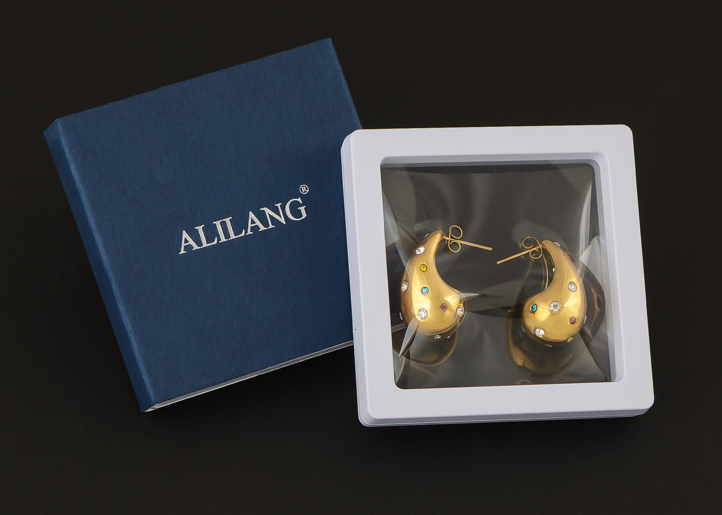 Alilang 18K Gold Plated Teardrop Chunky Earrings Waterdrop Earrings Lightweight Dupes Earrings