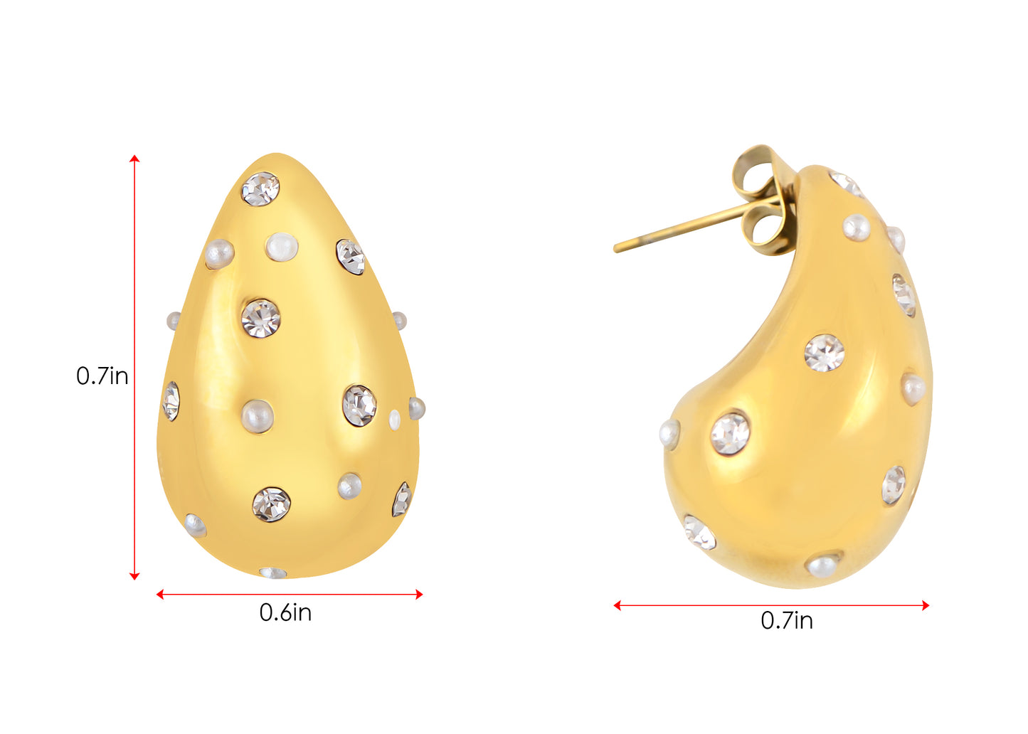 Alilang 18K Gold Plated Teardrop Chunky Earrings Waterdrop Earrings Lightweight Dupes Earrings