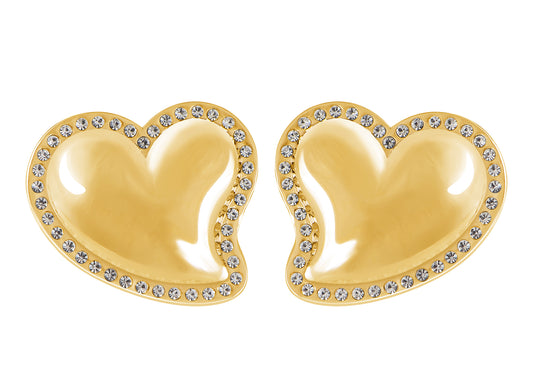 Alilang Stainless Steel Sparkly Clear Crystal Rhinestones Heart Stud Earrings Geometric Chunky Earrings