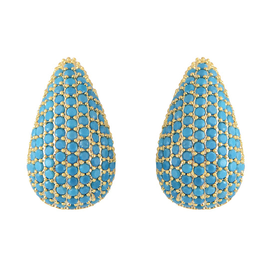 Alilang Sparkly Crystal Rhinestones Teardrop Chunky Hoop Earrings Wedding Bridal Jewelry for Women