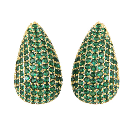 Alilang Sparkly Crystal Rhinestones Teardrop Chunky Hoop Earrings Wedding Bridal Jewelry for Women