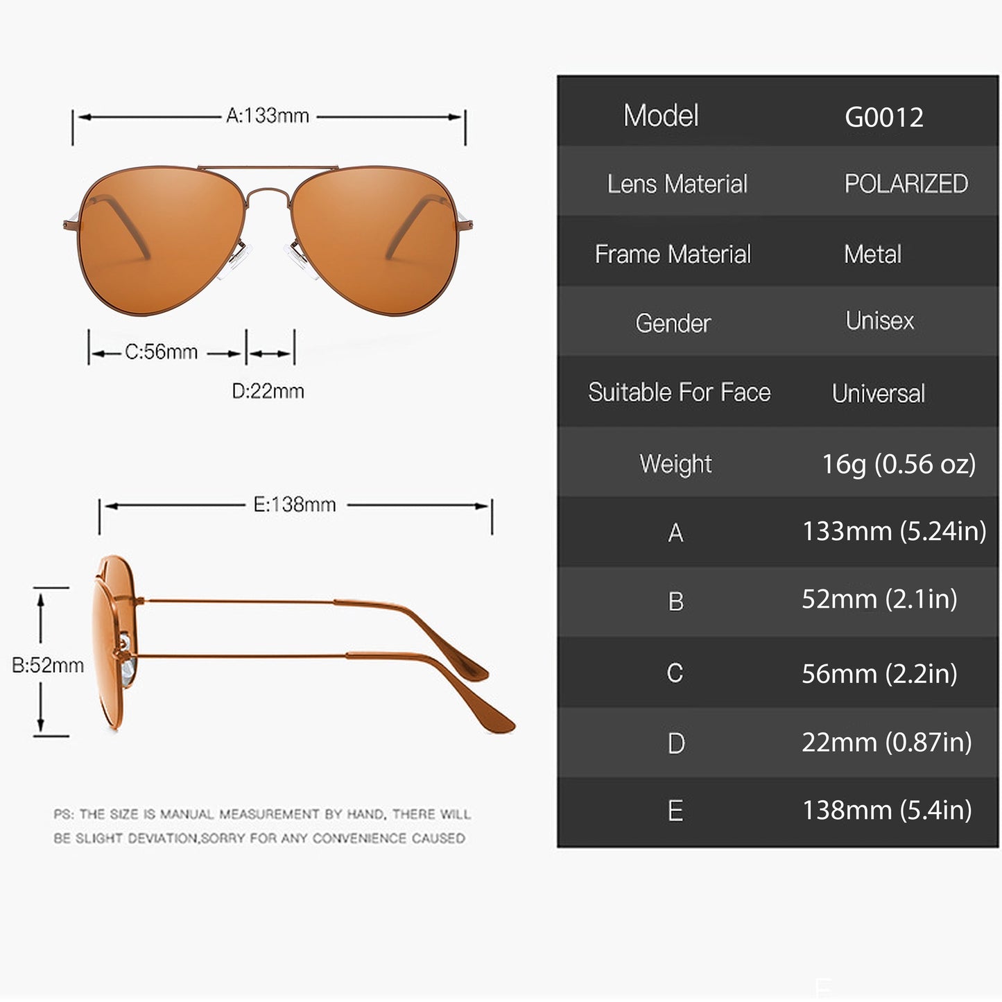 Anna-Kaci Women's Classic Aviator Polarized Sunglasses UV400 Protection