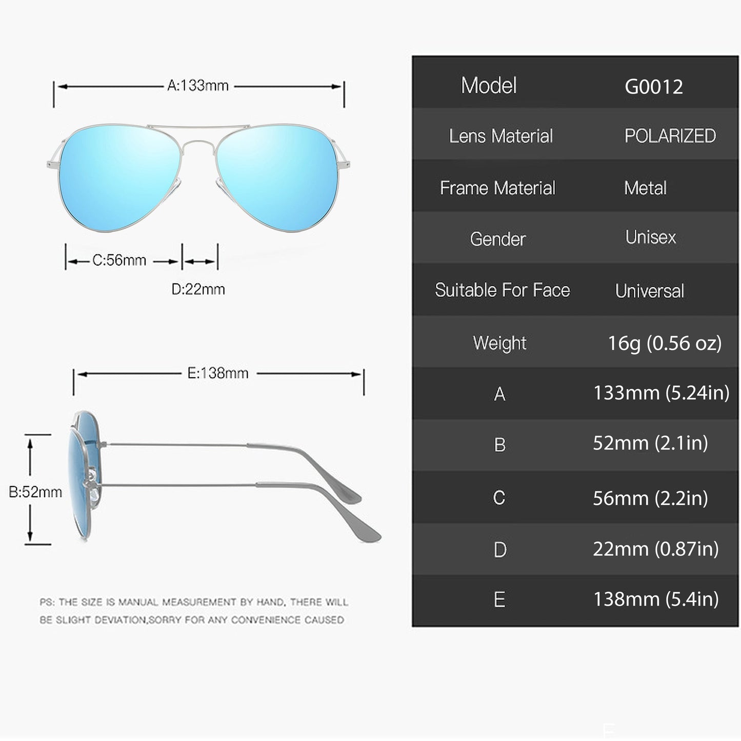 Anna-Kaci Women's Classic Aviator Polarized Sunglasses UV400 Protection