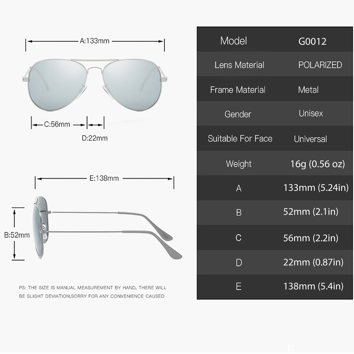 Anna-Kaci Women's Classic Aviator Polarized Sunglasses UV400 Protection