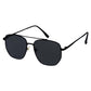 Anna-Kaci Women's Retro Square Aviator Sunglasses - Silver Frame with Black Lenses
