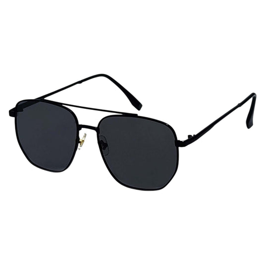 Anna-Kaci Women's Retro Square Aviator Sunglasses - Silver Frame with Black Lenses