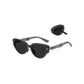 Anna-Kaci Women's Foldable Cat Eye Sunglasses with Compact Round Storage Case and UV Protection