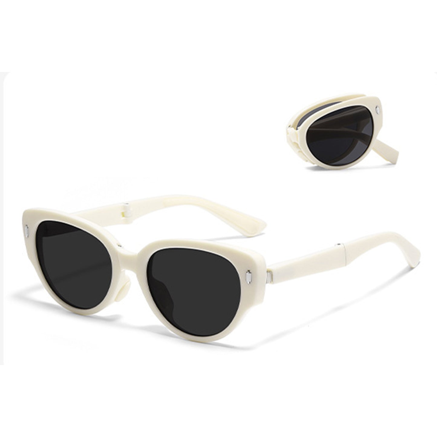 Anna-Kaci Women's Foldable Tortoiseshell Cat Eye Sunglasses with UV Protection and Compact Storage Case