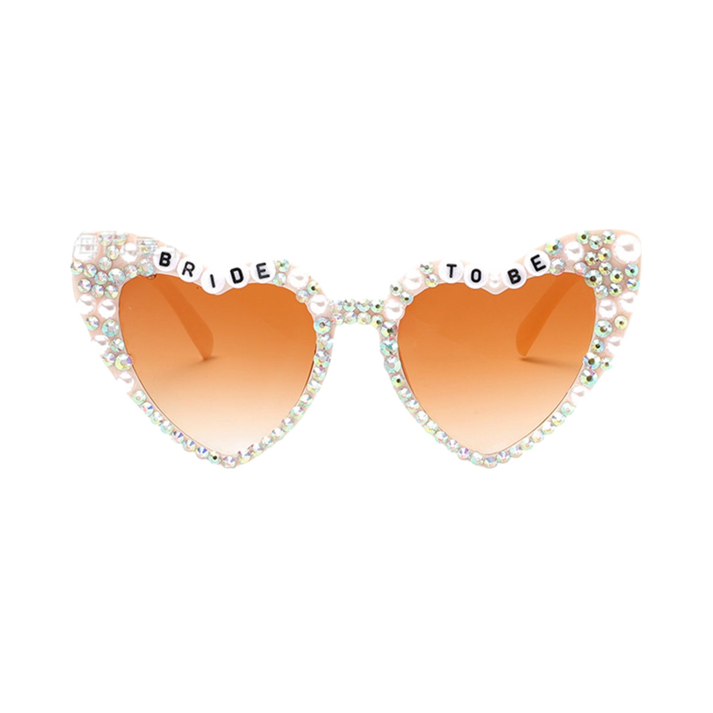 Anna-Kaci Women's Heart-Shaped Bride to Be Sunglasses with Rhinestone and Pearl Embellishments for Bachelorette Party