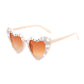 Anna-Kaci Women's Heart-Shaped Bride to Be Sunglasses with Rhinestone and Pearl Embellishments for Bachelorette Party