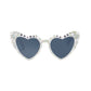 Anna-Kaci Women's Heart-Shaped Bride to Be Sunglasses with Rhinestone and Pearl Embellishments for Bachelorette Party