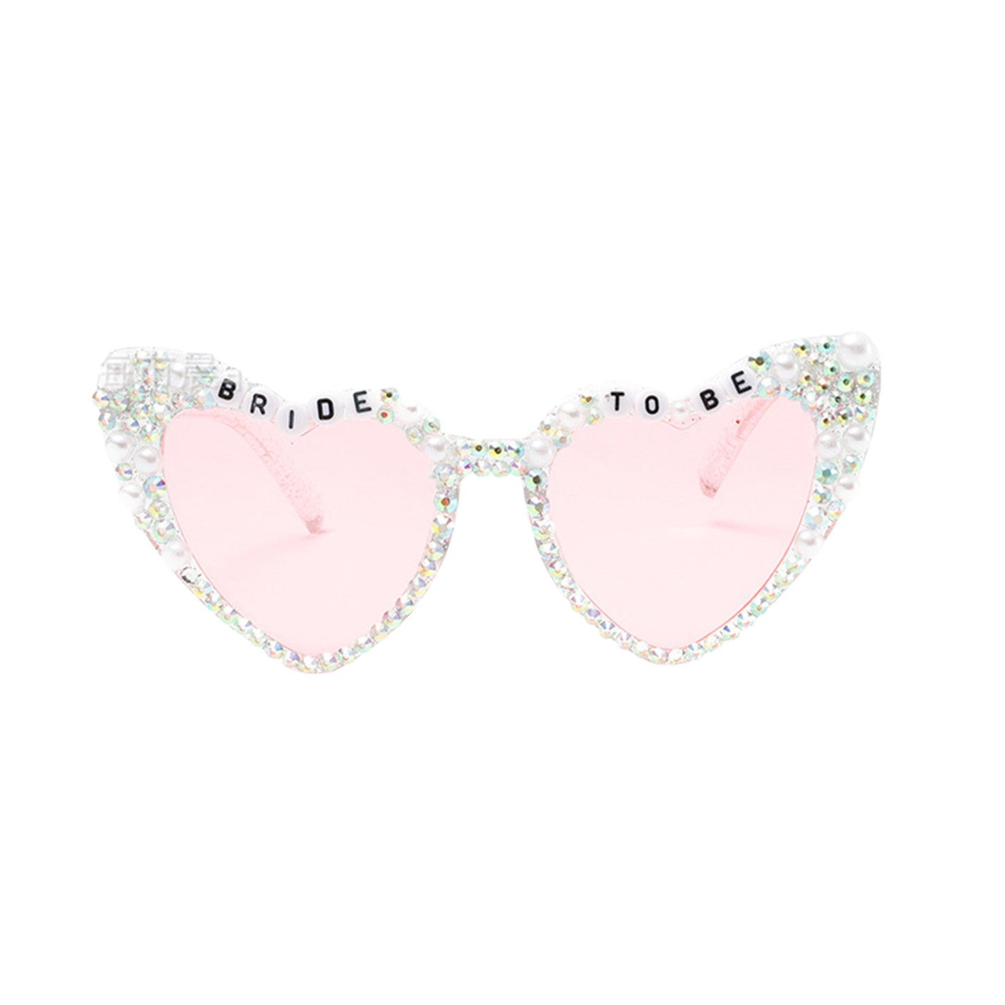 Anna-Kaci Women's Heart-Shaped Bride to Be Sunglasses with Rhinestone and Pearl Embellishments for Bachelorette Party