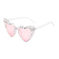Anna-Kaci Women's Heart-Shaped Bride to Be Sunglasses with Rhinestone and Pearl Embellishments for Bachelorette Party